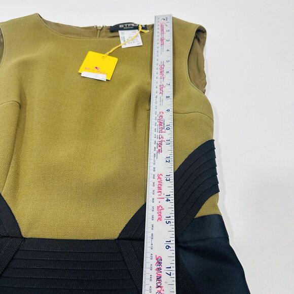 ETRO Women 42 US/6 Knee Length Sheath Dress Olive Green NWT $2,300 - Picture 9 of 11